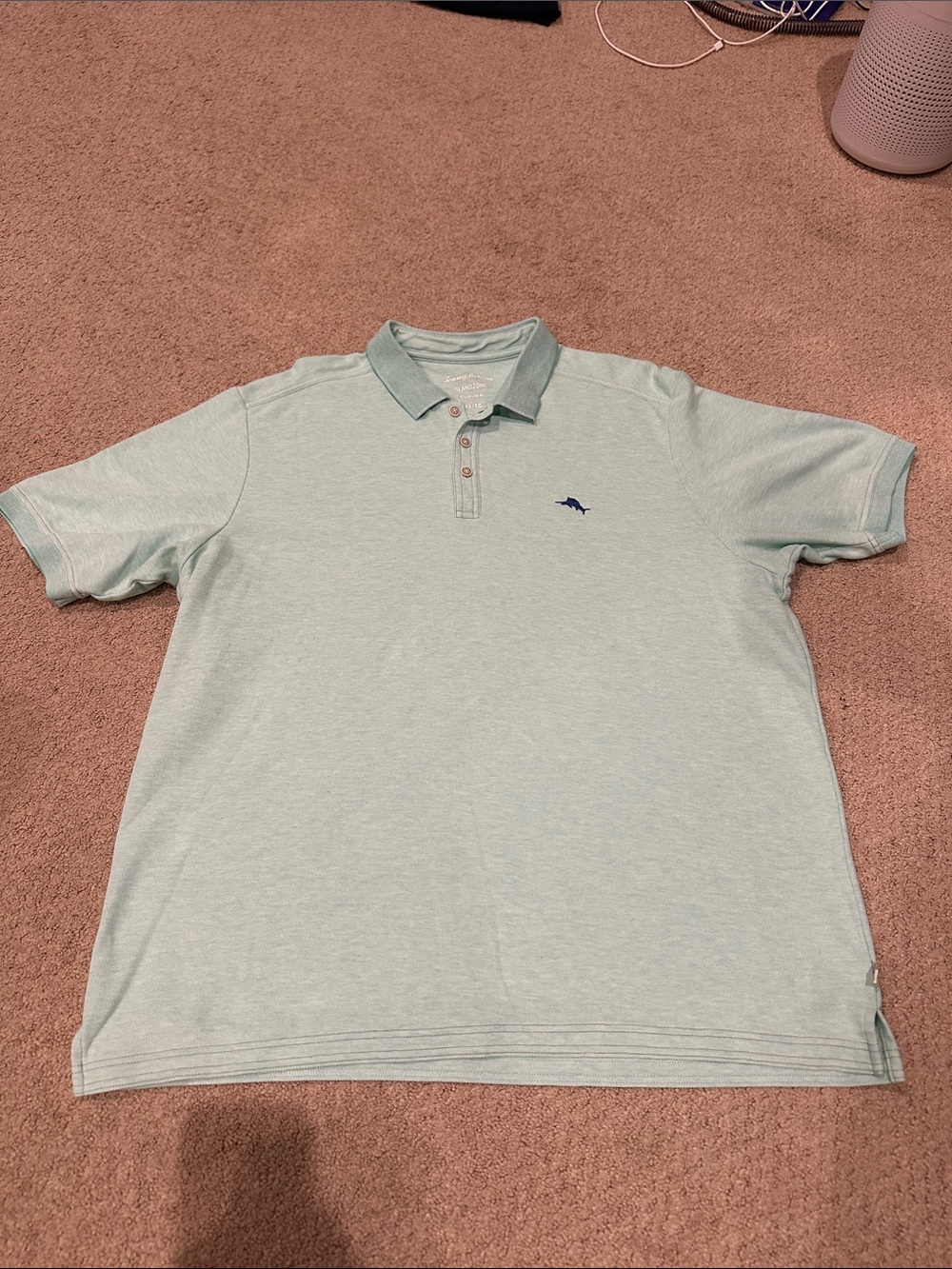 Tommy Bahama Emfielder Polo- super light mint color with blue logo